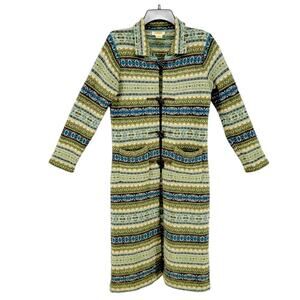 Talbots Nordic Fair Isle Cardigan Sweater S Long Earthy Forest‎ Cottage Outdoors